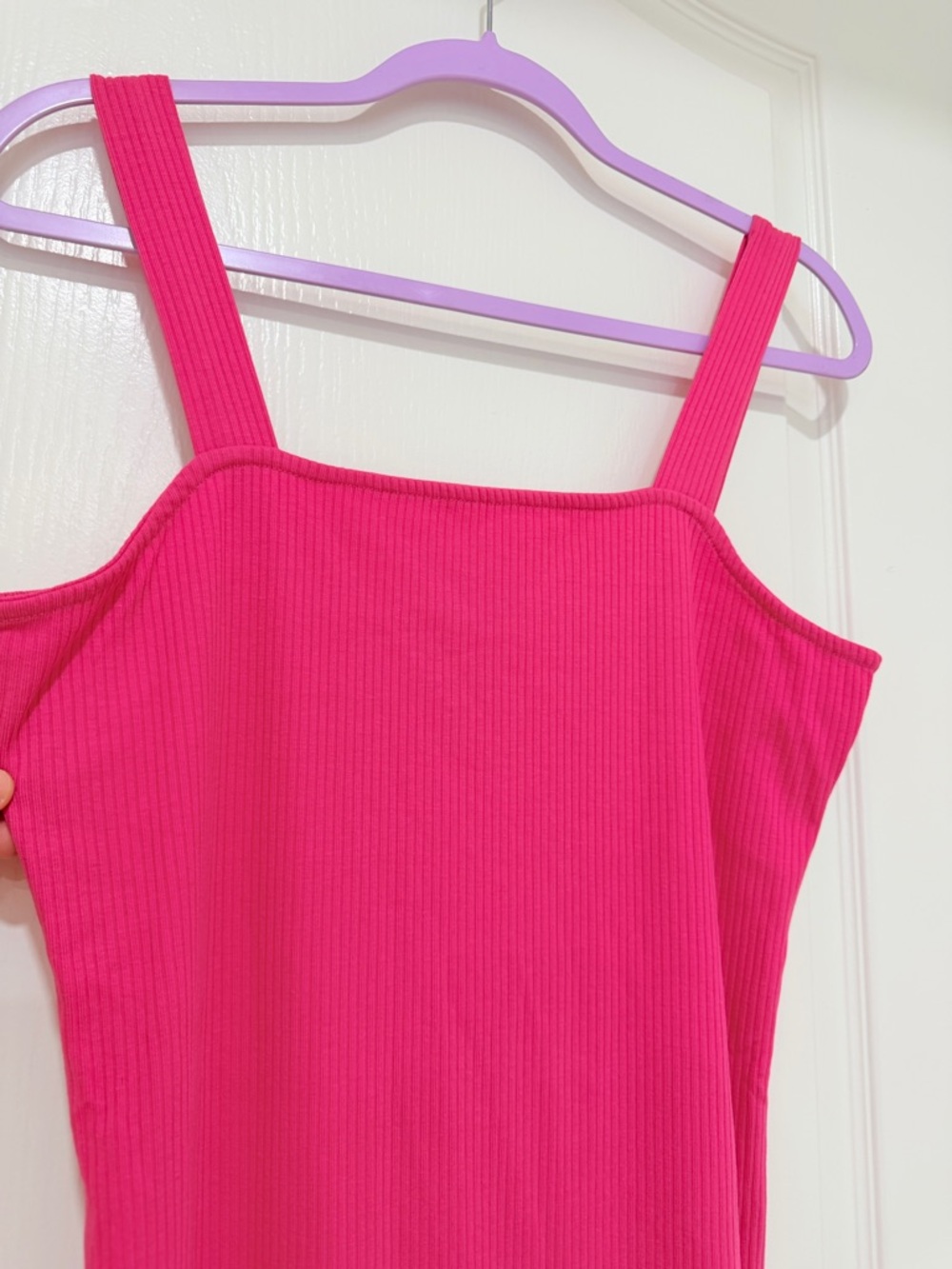 Sleeveless Square-Neck Hot Pink Midi Dress NWT Size M - Picture 3 of 6